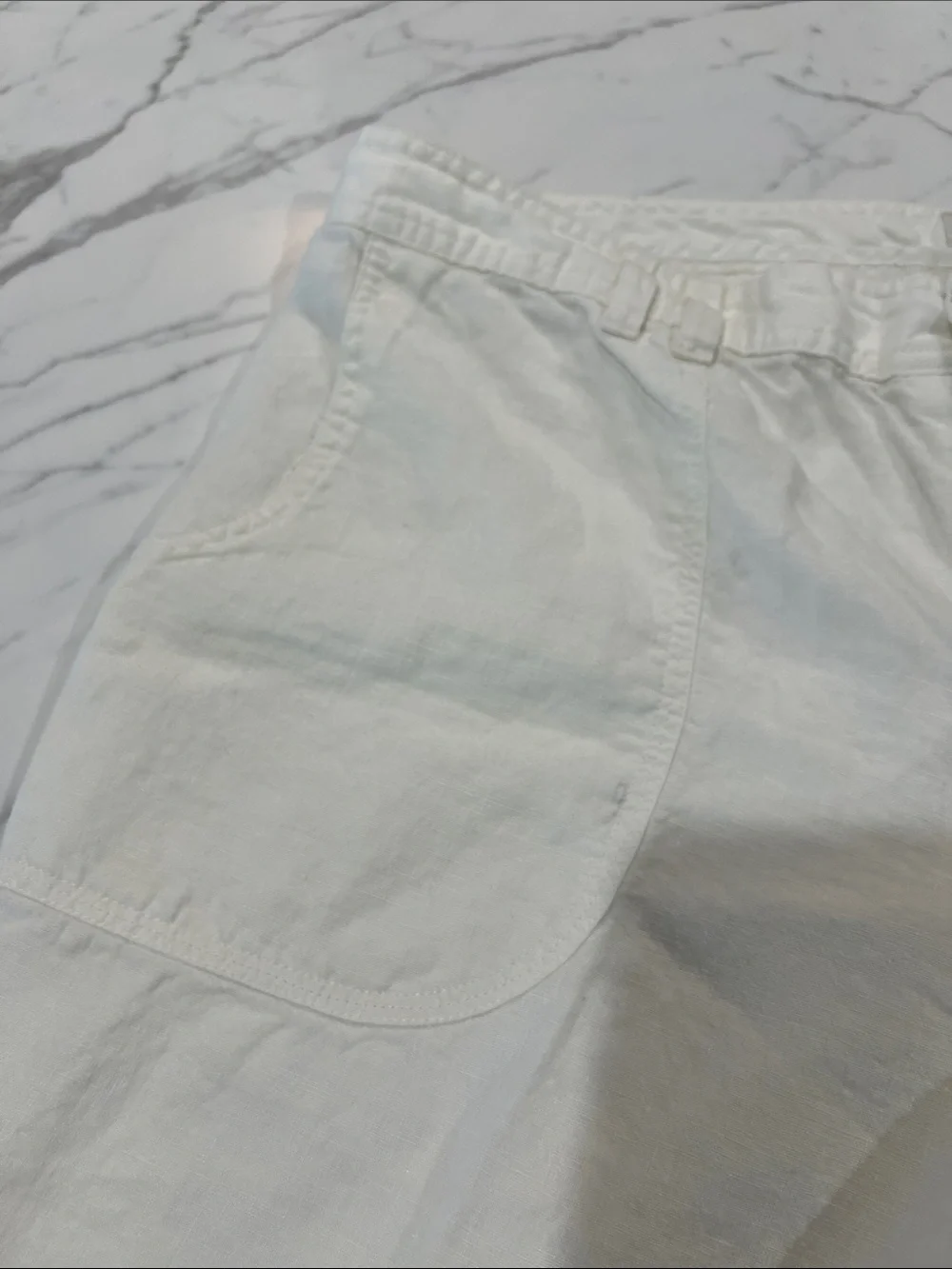 Banana Republic Organic Linen White Straight Leg Pants
